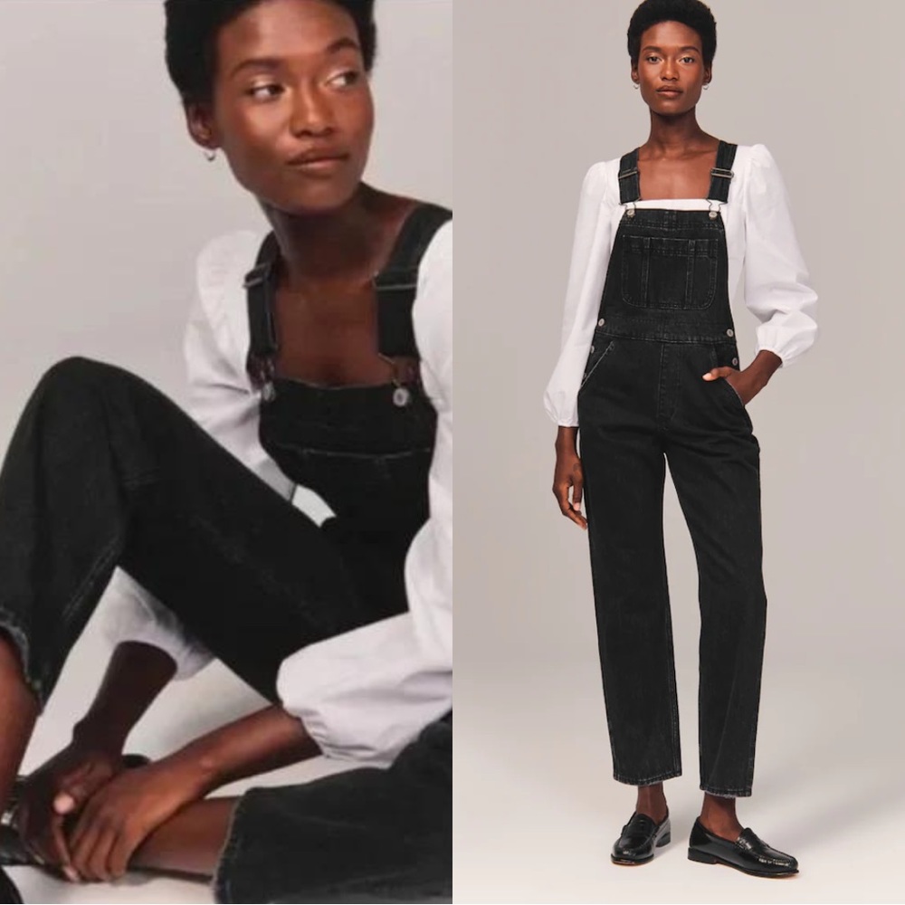Abercrombie & Fitch Straight Leg Black Overalls